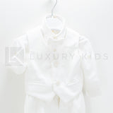 Completo 4 Pezzi Bianco Seta In Velluto Battesimo Neonato Creazioni Luana 3150 - CREAZIONI LUANA - LuxuryKids