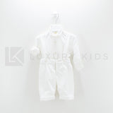 Completo 4 Pezzi Bianco Seta In Velluto Battesimo Neonato Creazioni Luana 3150 - CREAZIONI LUANA - LuxuryKids