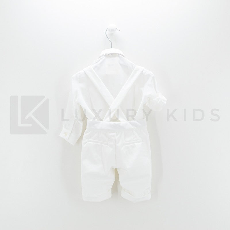 Completo 4 Pezzi Bianco Seta In Velluto Battesimo Neonato Creazioni Luana 3150 - CREAZIONI LUANA - LuxuryKids
