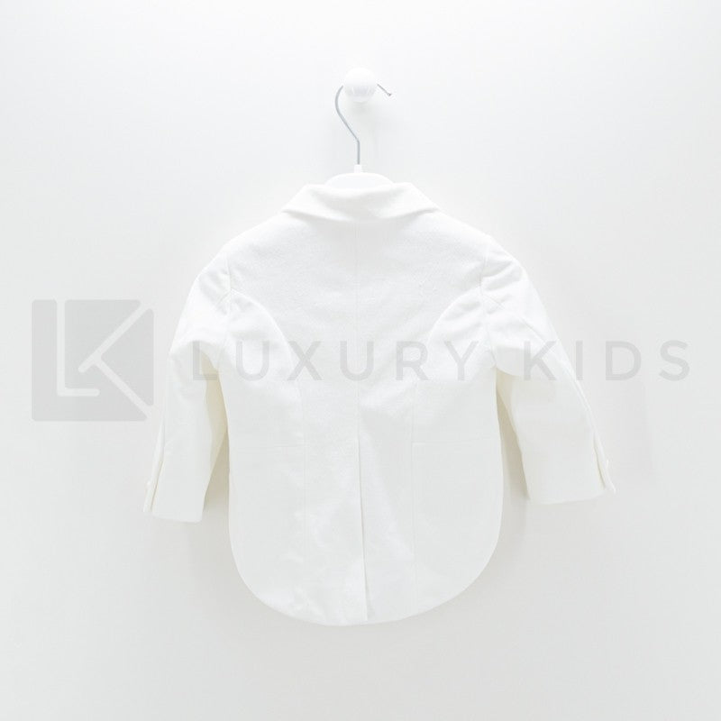Completo 4 Pezzi Bianco Seta In Velluto Battesimo Neonato Creazioni Luana 3150 - CREAZIONI LUANA - LuxuryKids