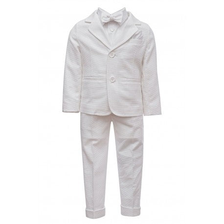 Completo 4 Pezzi Elegante Cotone Bianco Neonato BUFI B5100A - BUFI - LuxuryKids