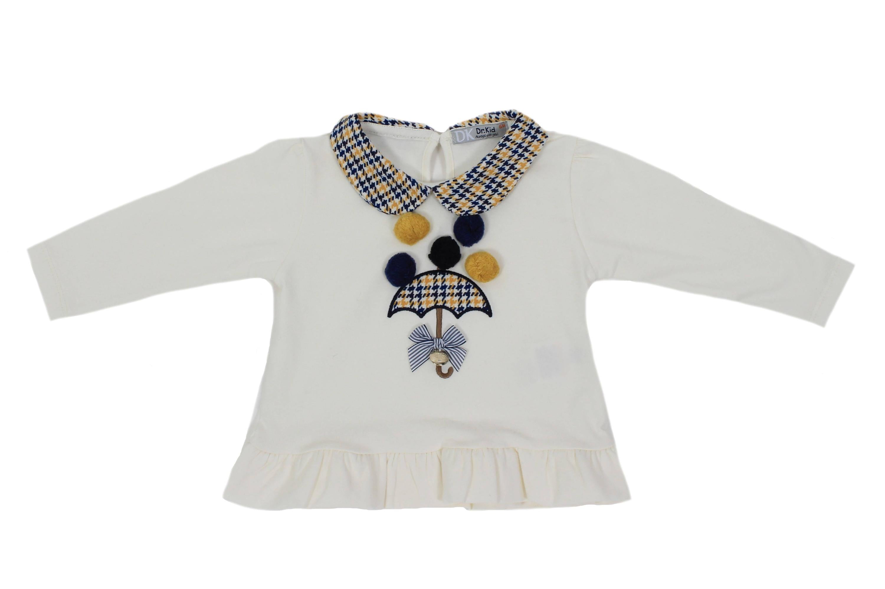 Completo Caldo Cotone Maglia con Shorts Panna Pie de Poul Senape Blu Bambina Dr Kids 339 - DR.KID - LuxuryKids