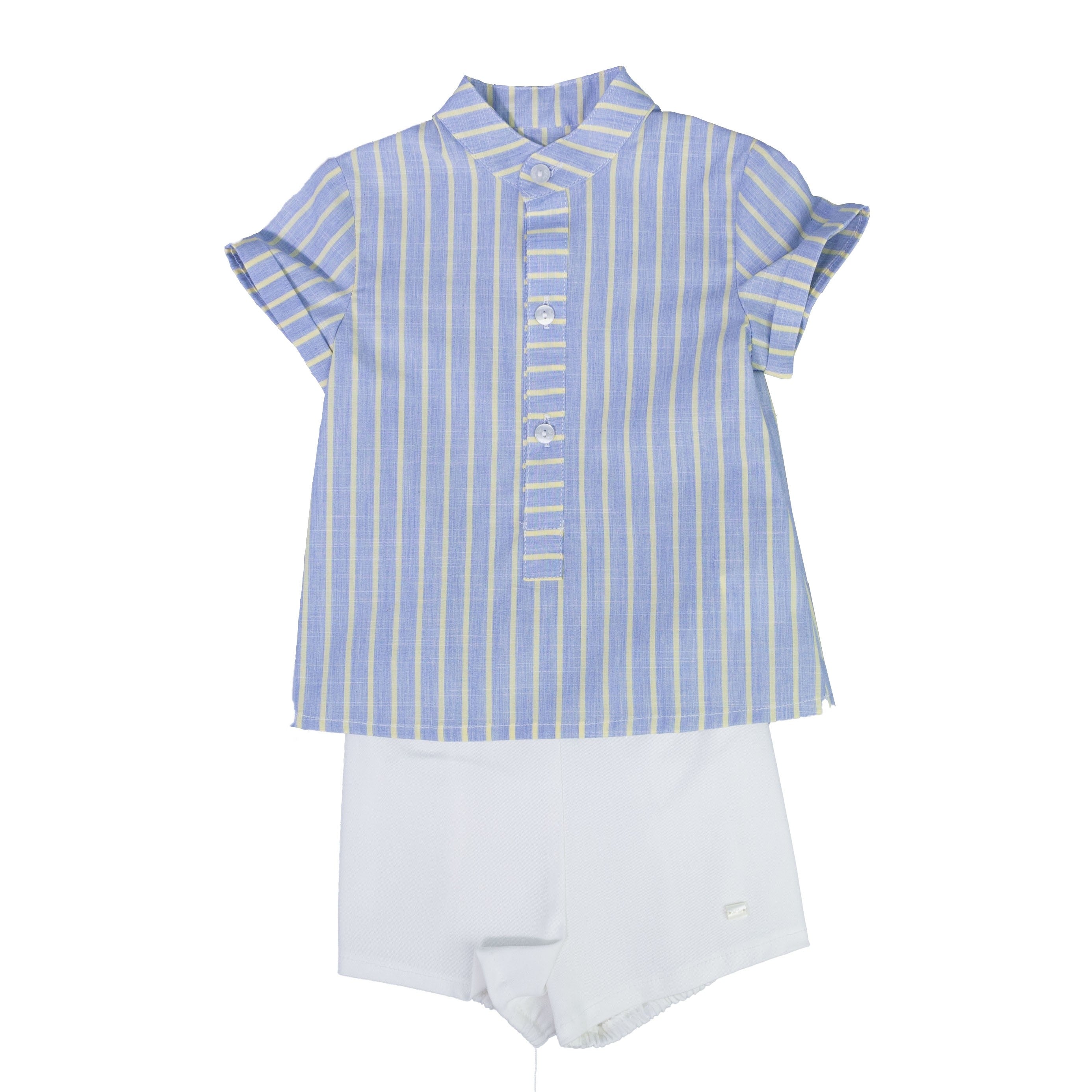Completo Camicia e Pantaloncino Celeste-Panna Neonato DEL SUR 0282 - DEL SUR - LuxuryKids
