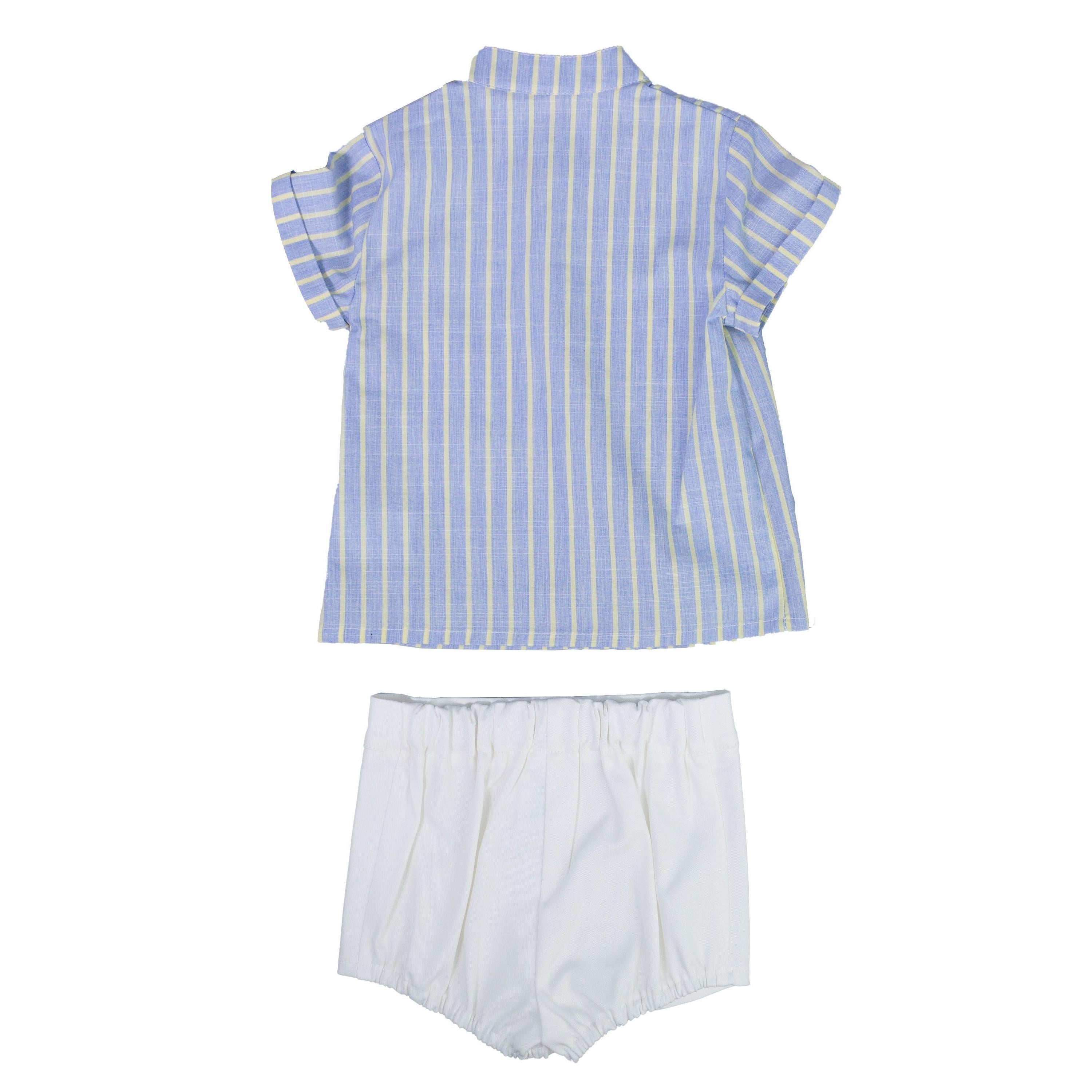 Completo Camicia e Pantaloncino Celeste-Panna Neonato DEL SUR 0282 - DEL SUR - LuxuryKids
