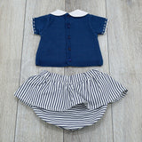 Completo con culotte a righe Nascita Neonata  Blu A&J 208 - A&J - LuxuryKids