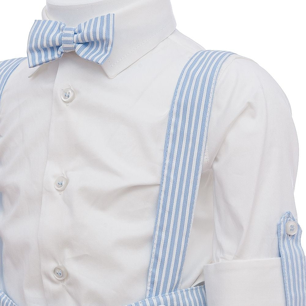 Completo Elegante in Cotone Fantasia a Righe Celeste-Bianco BUFI B5111A - BUFI - LuxuryKids