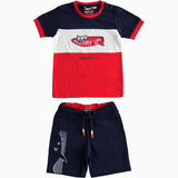 Completo in Cotone t-shirt e pantalone corto  con squalo Neonato J838 - SARABANDA - LuxuryKids