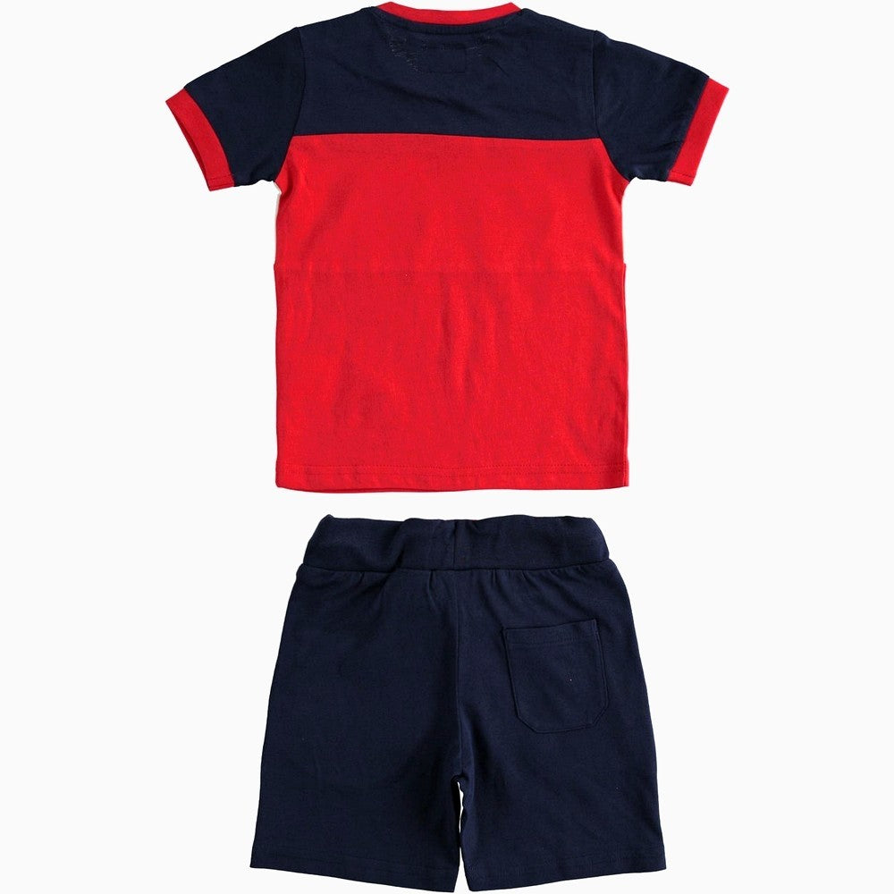 Completo in Cotone t-shirt e pantalone corto  con squalo Neonato J838 - SARABANDA - LuxuryKids