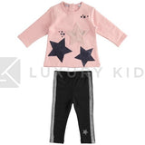 Completo Maxi Maglia E Leggings Con Stella Ecopelliccia Neonata Sarabanda K862 - SARABANDA - LuxuryKids