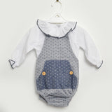 Completo Salopette e Camicia Blu-Bianco Per Neonato Paloma de la O JI8PT2 - PALOMA DE LA O - LuxuryKids