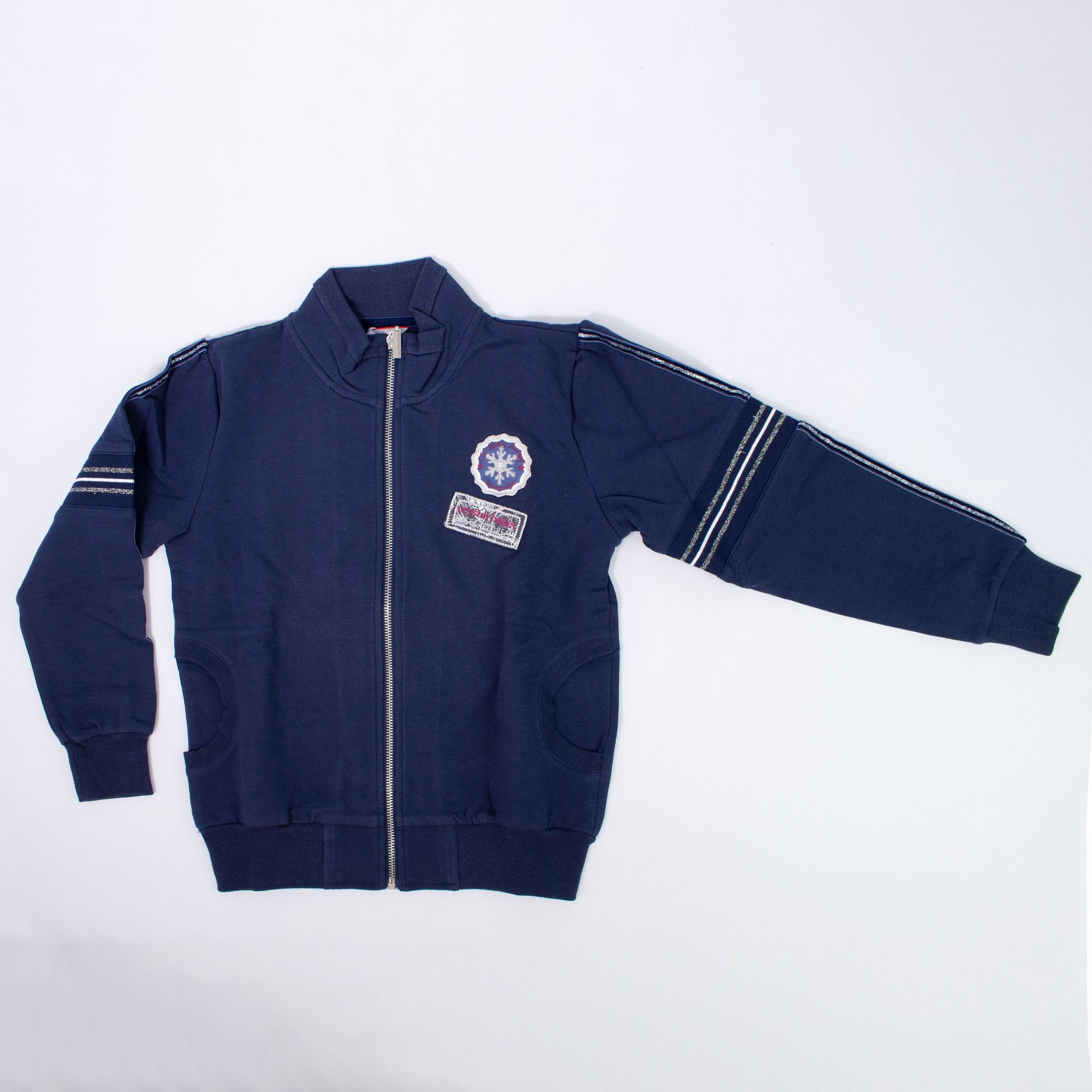 Completo Tuta Felpata Con Zip Blu Bambina SARABANDA D831 - SARABANDA - LuxuryKids