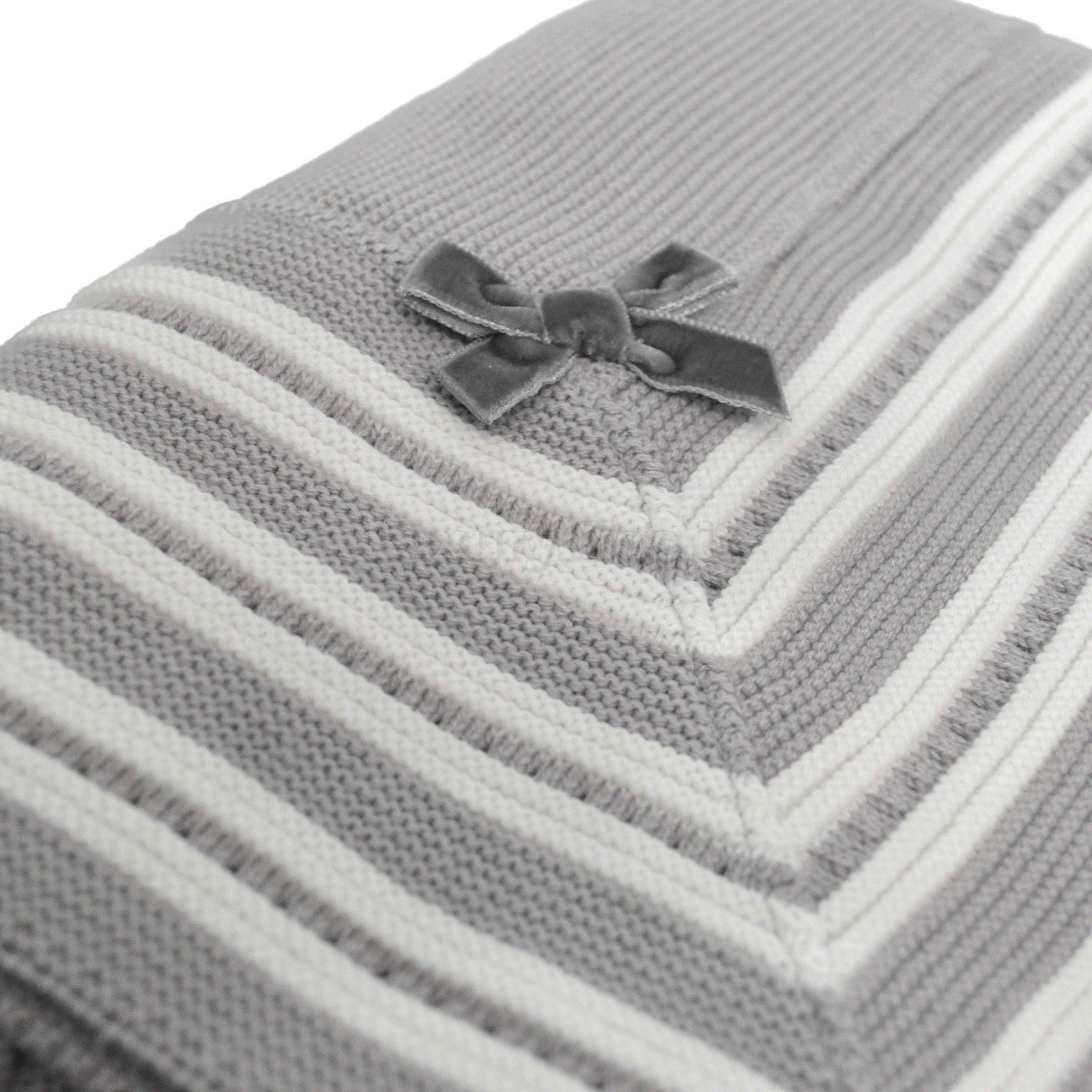 Coperta Corredino Grigio con Fiocco in Velluto Neonata Dr.Kids 107 - DR.KID - LuxuryKids