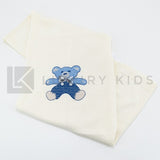 Coperta In Lana Panna Con Applicazione Di Orso In Lana Blu Neonato LA SARTORIA DEI PICCOLI LC359 - LA SARTORIA DEI PICCOLI - LuxuryKids
