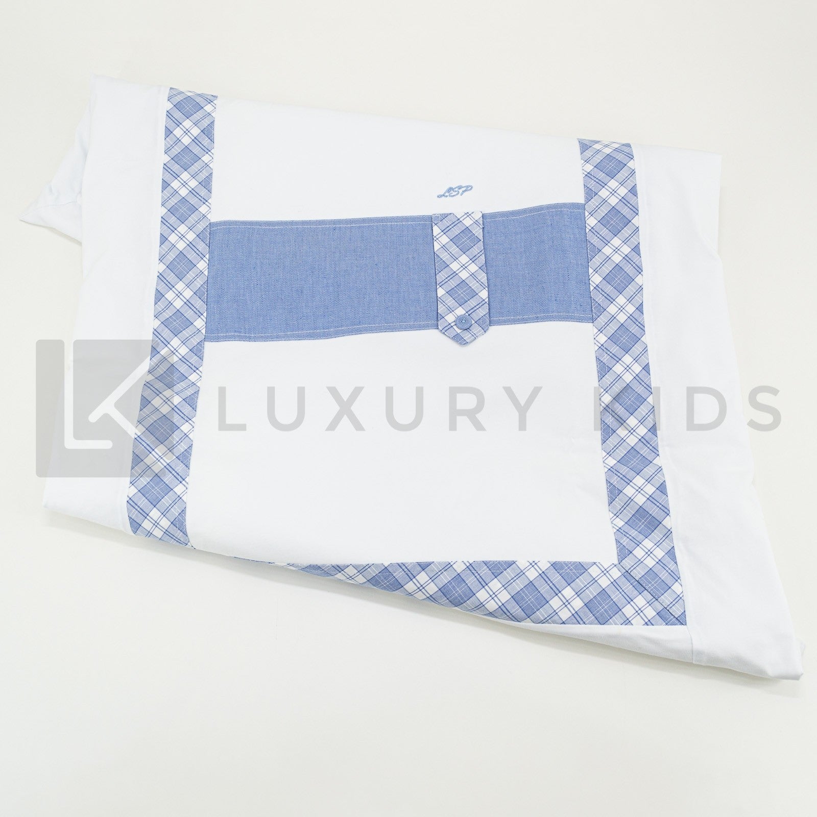 Copertina Imbottita Sfoderabile Bianca E Con Fascia In Jeans Neonato La Sartoria Dei Piccoli LC755 - LA SARTORIA DEI PICCOLI - LuxuryKids