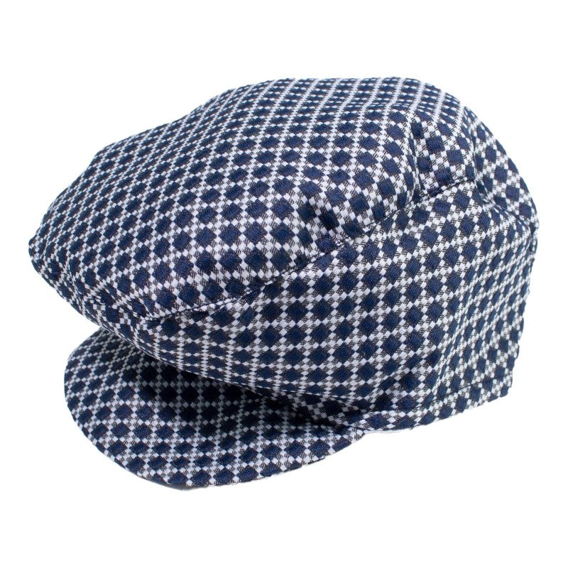 Coppola In Tessuto Fantasia a Quadri Blu Neonato Martinez AM230323 - ALESSANDRO MARTINEZ - LuxuryKids