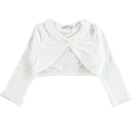 Coprispalle Panna Jersey Con strass Bambina Sarabanda U204 - SARABANDA - LuxuryKids