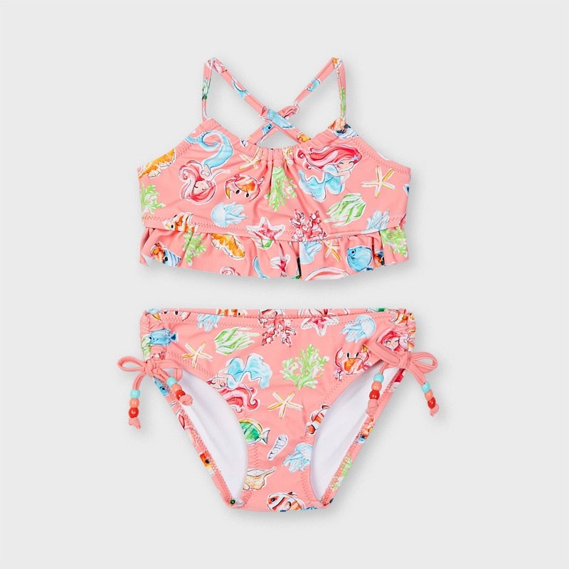 Costume Bikini Con Volant Rosa E Stampa Sirenetta Bambina MAYORAL 3743 - MAYORAL - LuxuryKids