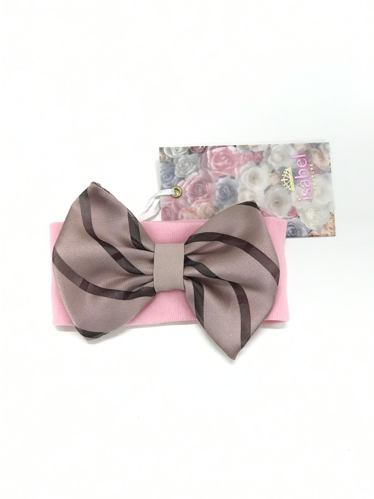 Fascia Elastica Rosa Con Fiocco In Raso Isabel 6416 - ISABEL - LuxuryKids