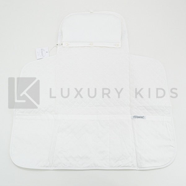 Fasciatoio Pieghevole In Cotone Bianco Con Patch Azzurri E Cuscinetto Interno Neonata LA SARTORIA DEI PICCOLI LFS663 - LA SARTORIA DEI PICCOLI - LuxuryKids