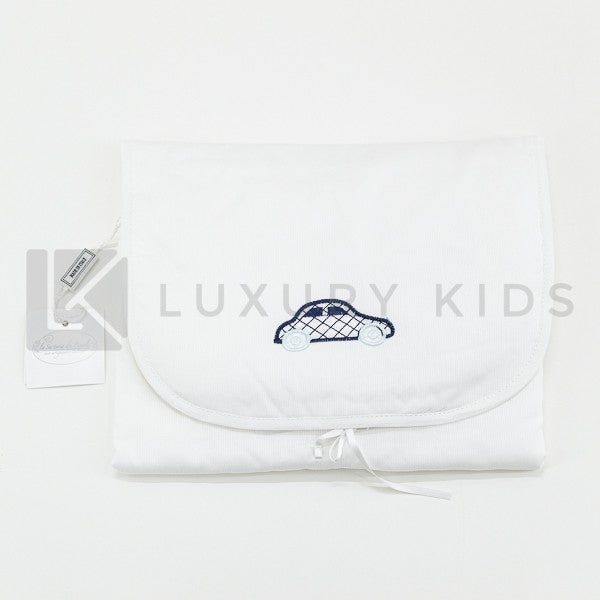Fasciatoio Pieghevole In Cotone Bianco Con Ricamo Macchina E Cuscinetto Interno Neonata LA SARTORIA DEI PICCOLI LFS309 - LA SARTORIA DEI PICCOLI - LuxuryKids