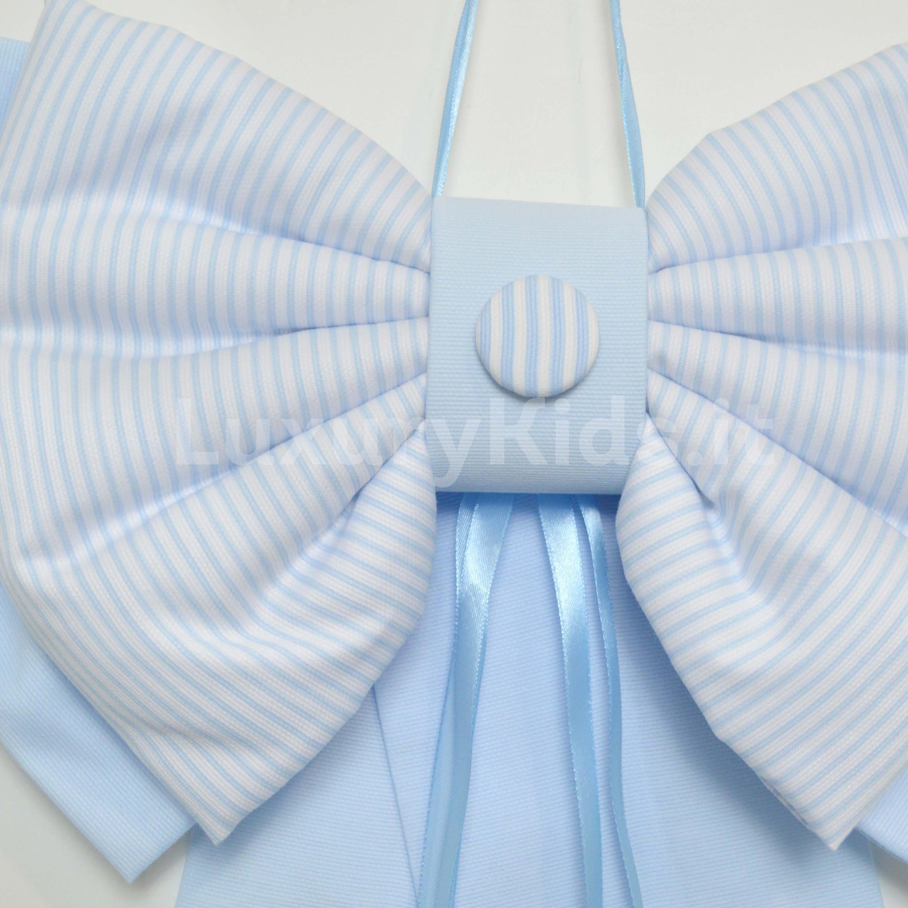 Fiocco Nascita Artigianale con Righe Celeste Per Neonato Handmade FIOCCOC - HANDMADE - LuxuryKids