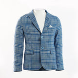 Giacca a Quadri in Cotone Bambino Blu Fun&Fun FNMJJK0518 - FUN&FUN - LuxuryKids