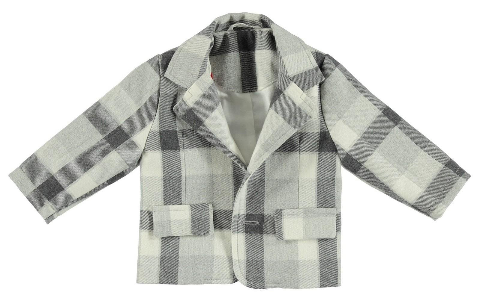 Giacca Elegante a Quadri Grigio-Bianco Neonato Minibanda T664 - MINIBANDA - LuxuryKids