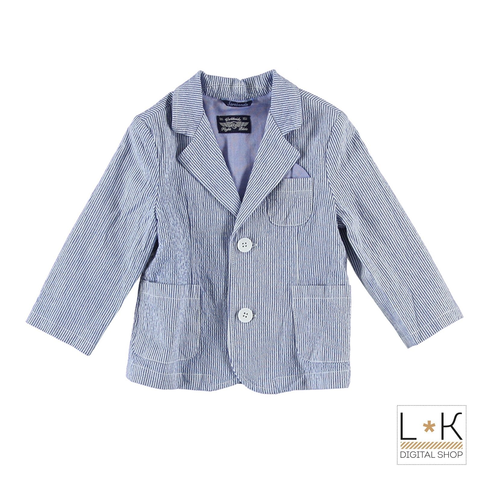 Giacca Elegante a Righe con Pochette Incorporata Neonato Azzurro Sarabanda M170 - SARABANDA - LuxuryKids