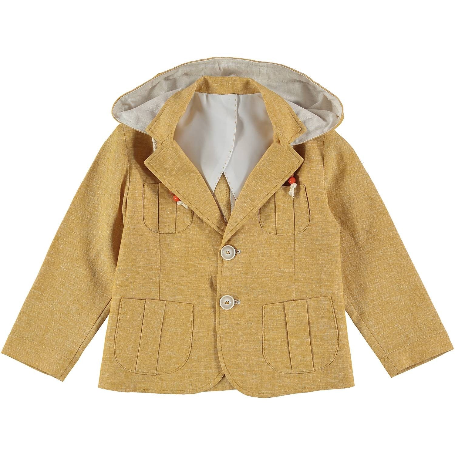 Giacca In Misto Lino Con Cappuccio Senape Bambino MANUELL&FRANK MF6171B - MANUELL&FRANK - LuxuryKids