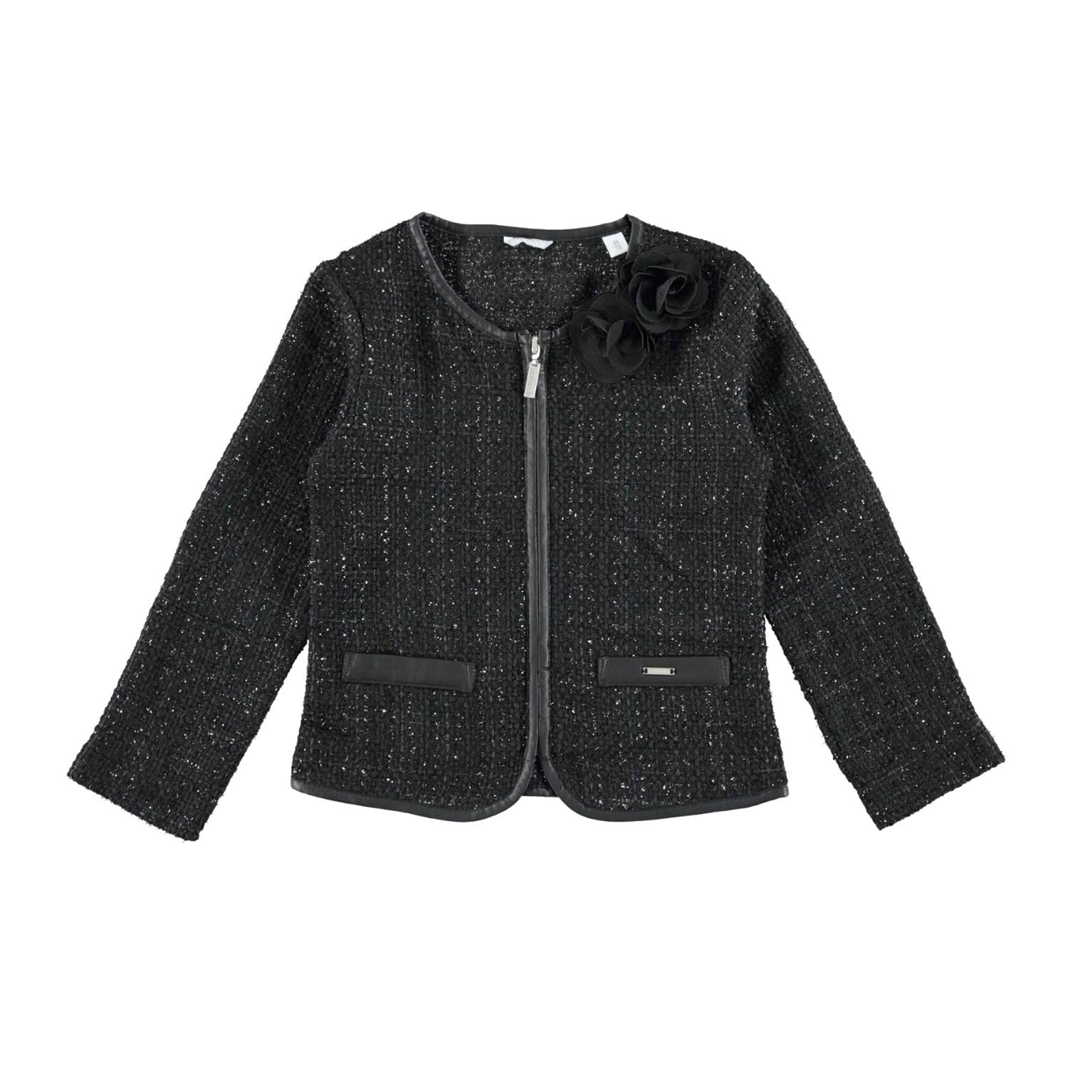 Giacca Laminata in Argento Bambina Nero Sarabanda R433 - SARABANDA - LuxuryKids