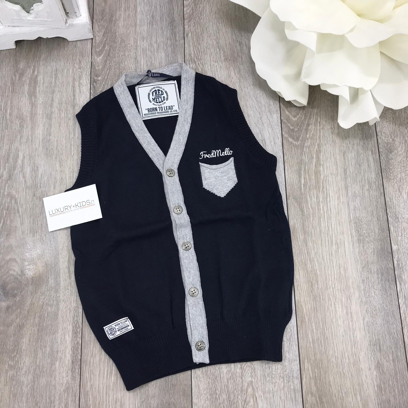 Gilet blu Bambino Fred Mello 11439 - FRED MELLO - LuxuryKids
