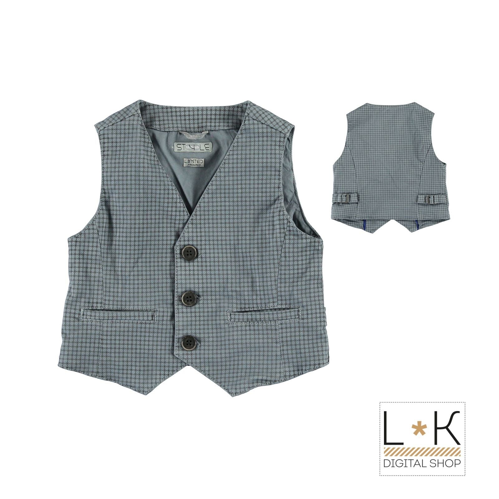 Gilet Elegante con Stampa a Quadretti Grigio Bambino Sarabanda N191 - SARABANDA - LuxuryKids