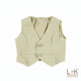 Gilet in Cotone Beige Con Fantasia Pois Neonato Minibanda Q636 - MINIBANDA - LuxuryKids