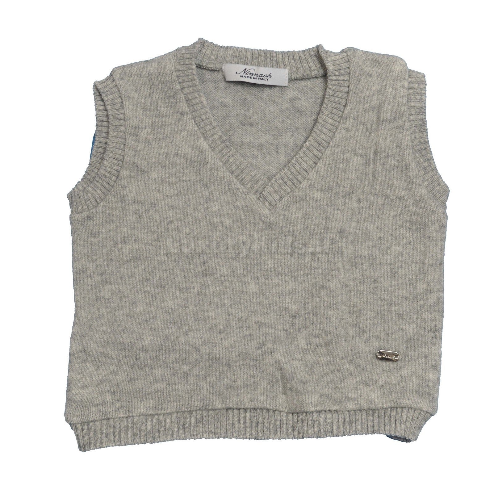 Gilet in Misto Lana con Scollo a V Neonato Grigio Ninnaoh I15259 - NINNAOH - LuxuryKids
