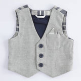 Gilet In Panno Fantasia Scozzese Rosso Blu Neonato Minibanda K691 - MINIBANDA - LuxuryKids