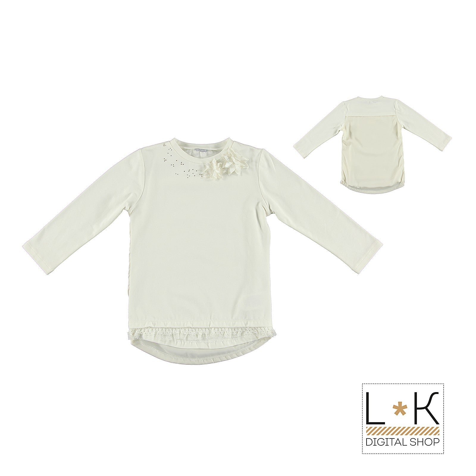 Girocollo con Fiori Bambina Panna Sarabanda N447 - SARABANDA - LuxuryKids