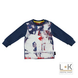 Girocollo in Caldo Cotone Blu con Stampa Neonato Sarabanda N800B - SARABANDA - LuxuryKids