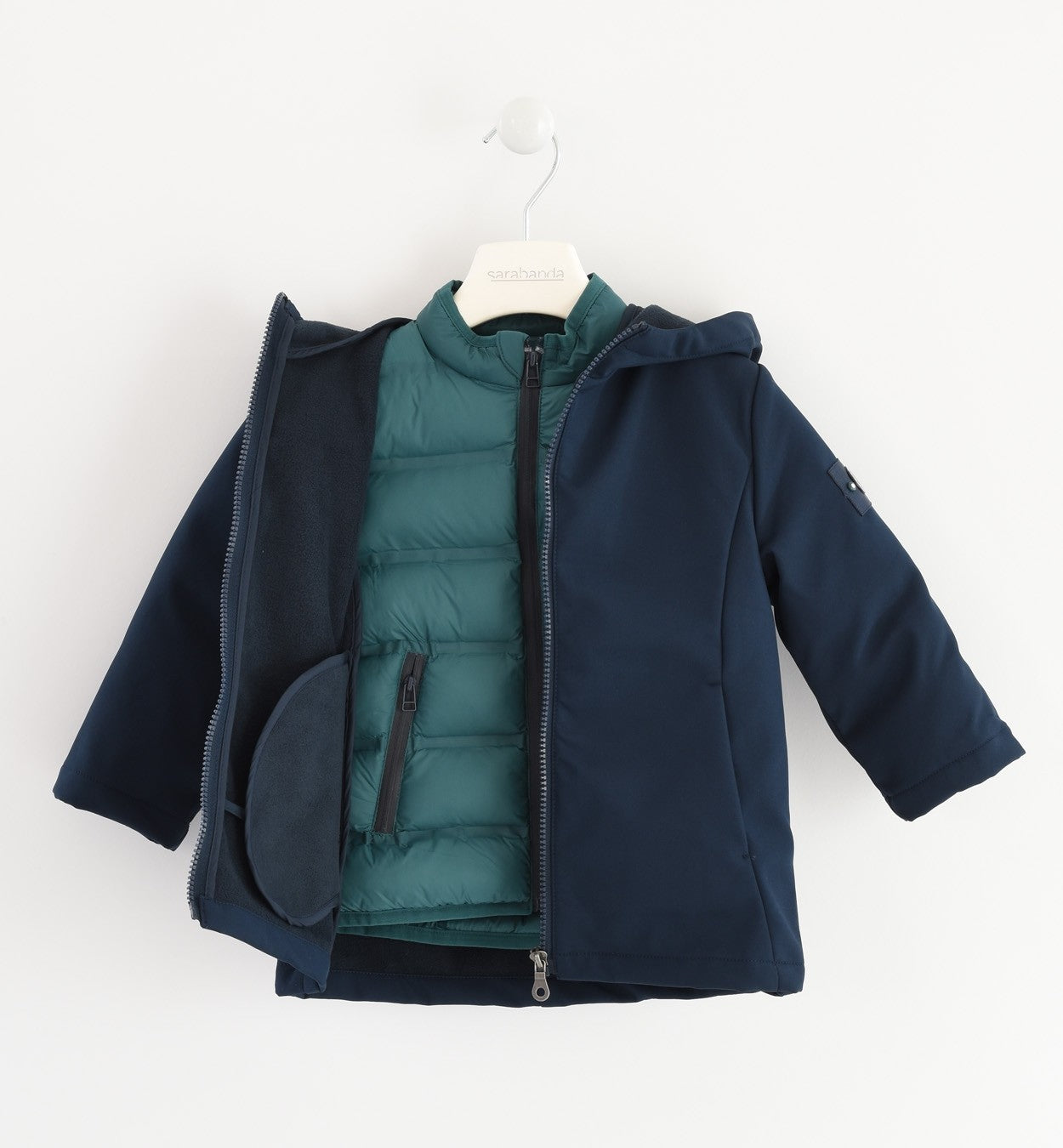 Giubbotto 2 in 1 In Tessuto Tecnico Blu e Verde Bambino Sarabanda K170 - SARABANDA - LuxuryKids