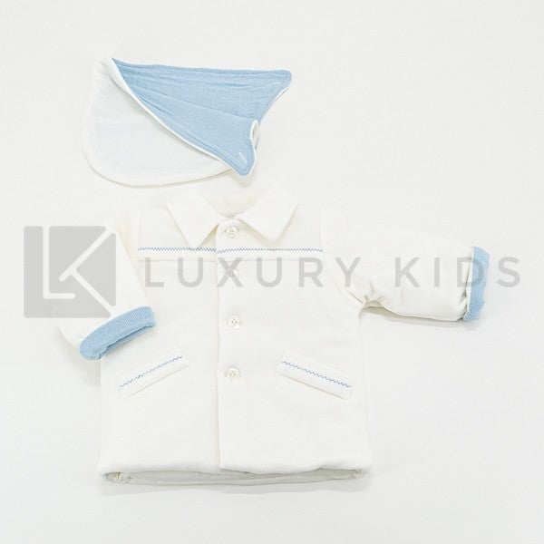 Giubbotto In Morbida Ciniglia Con Cappuccio Panna Neonato LA SARTORIA DEI PICCOLI LG359 - LA SARTORIA DEI PICCOLI - LuxuryKids
