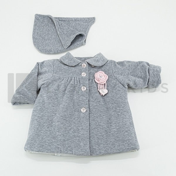 Giubbotto Svasato In Morbida Ciniglia Con Cappuccio Grigio Neonata LA SARTORIA DEI PICCOLI LG355 - LA SARTORIA DEI PICCOLI - LuxuryKids
