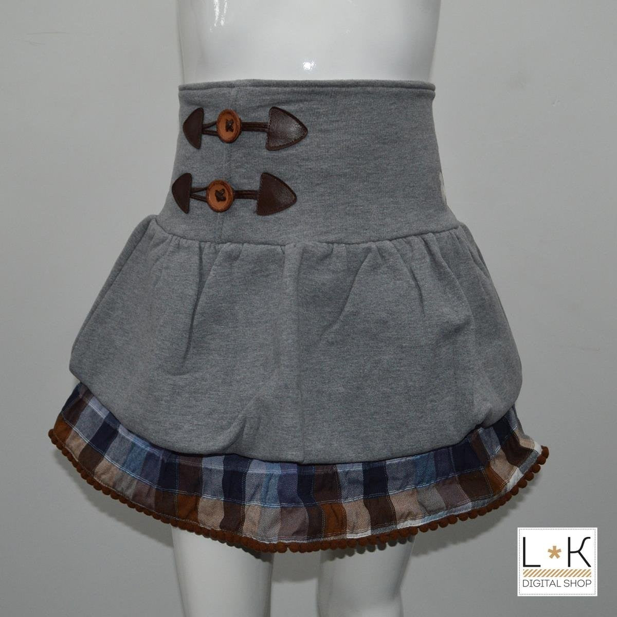 Gonna in Felpa con Balza Bambina Grigio Fix Design DN8000 - FIX DESIGN - LuxuryKids