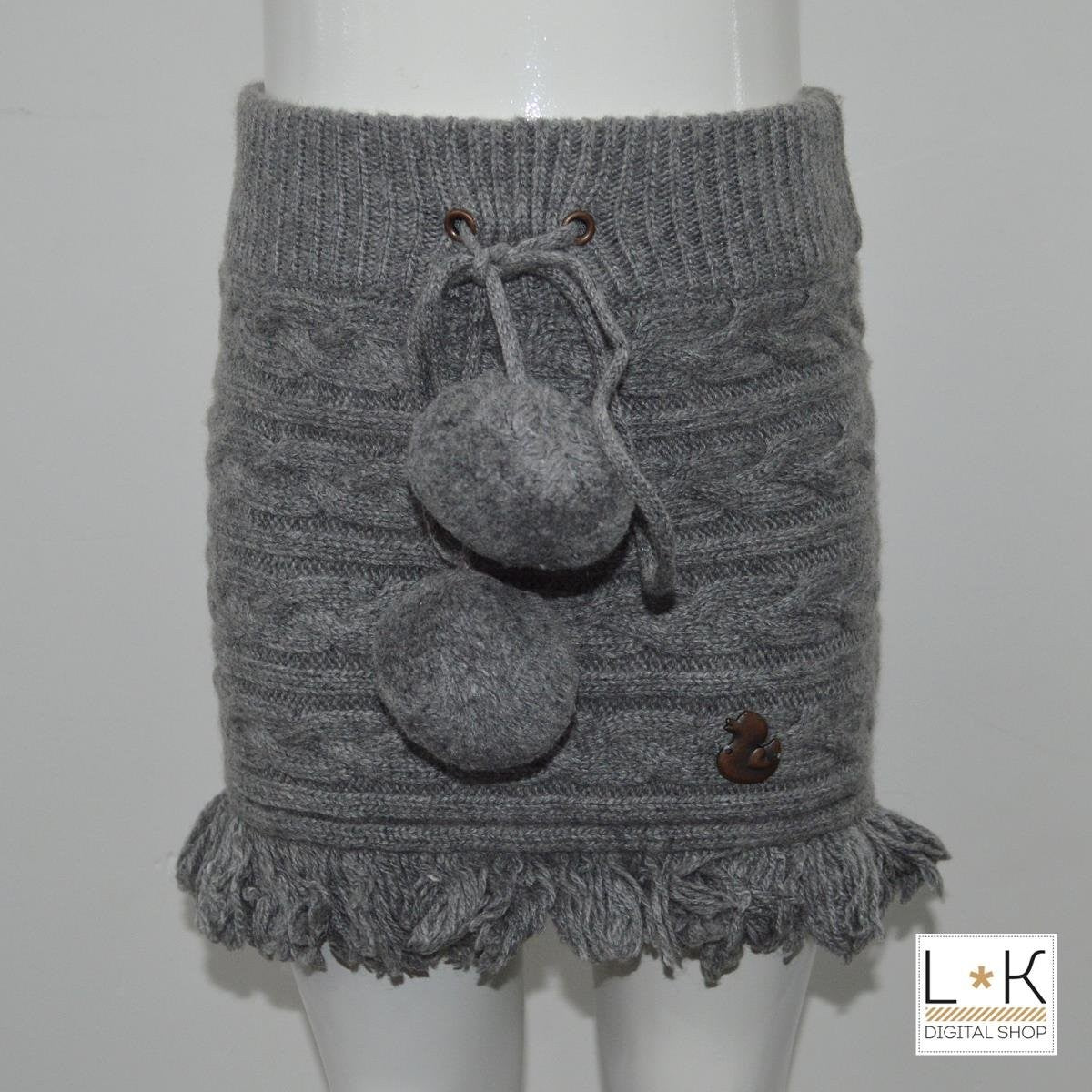 Gonna in Lana con Pon Pon Bambina Grigio Fix Design DN1605 - FIX DESIGN - LuxuryKids