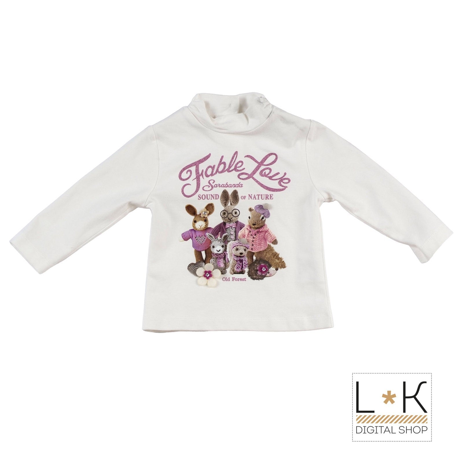 Maglia Collo Alto con Stampa Panna Neonata Sarabanda F215 - SARABANDA - LuxuryKids