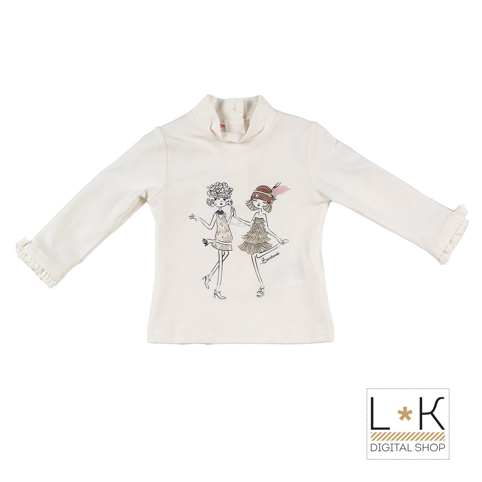 Maglia Collo Alto con Stampa Panna Neonata Sarabanda F220 - SARABANDA - LuxuryKids