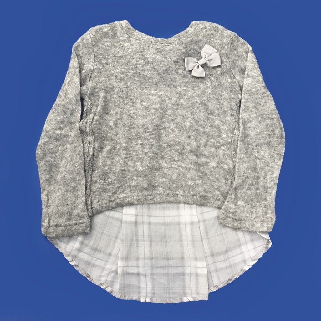 Maglia in Lana e Seta Grigio con Fiocchetto a Spilla Fun&Fun FUNBSW3367 - FUN&FUN - LuxuryKids