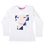 Maglia Maniche Lunghe Caldo Con Stampa Cotone Blu-Panna Bambina  SARABANDA F732 - SARABANDA - LuxuryKids