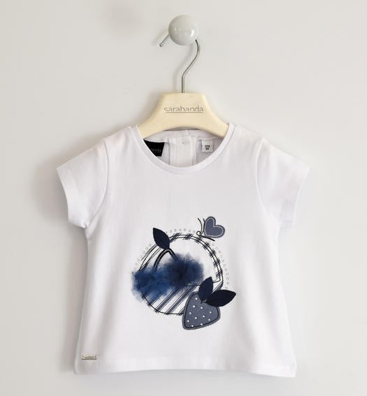 Maglia Mezza Maniche in Cotone Bianca Bambina SARABANDA 2567 - SARABANDA - LuxuryKids