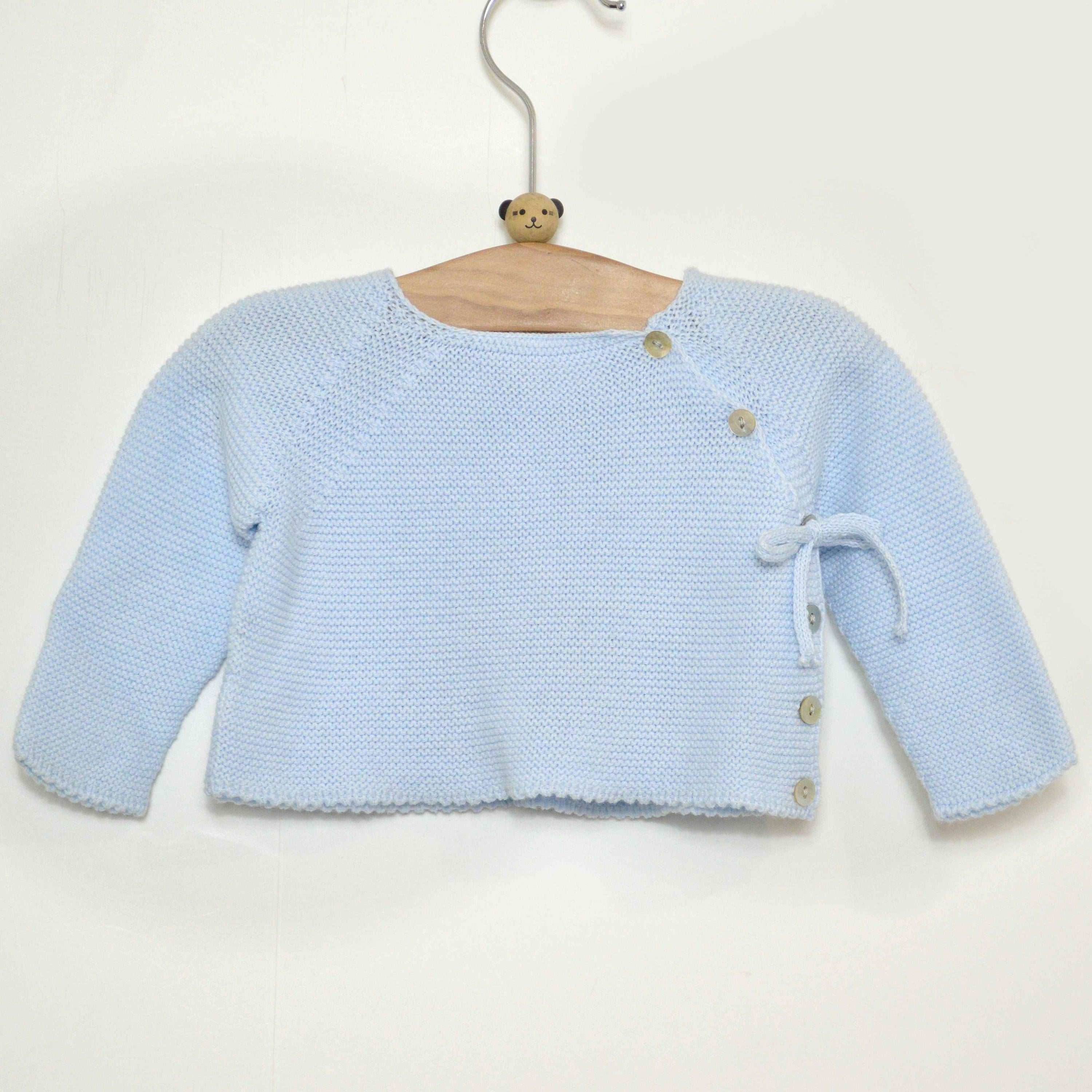 Maglioncino in Lana Celeste in Tinta Unita Neonato Paloma De La o ZI7TRR - PALOMA DE LA O - LuxuryKids