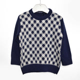 Maglioncino in Misto Lana Blu Royal con Fantasia Rombi Per Neonato Manuell&Frank MF4028N - MANUELL&FRANK - LuxuryKids