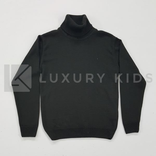 Maglioncino In Misto Lana Con Collo Alto In Tinta Unita Nero Bambino Manuell&Frank MF4000R - MANUELL&FRANK - LuxuryKids
